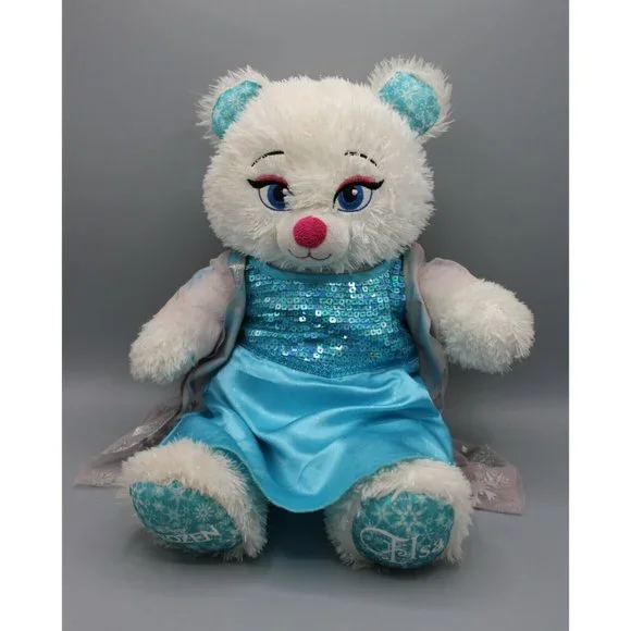 Build-A-Bear | Toys | Buildabear Disney Frozen Elsa Stuffed White Sparkle Bear  Blue Sequin Dress | Poshmark